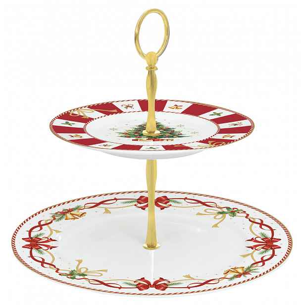 Porcelánový podnos vánoční dvoustupňová 19 × 27 cm – Vánoční stromeček