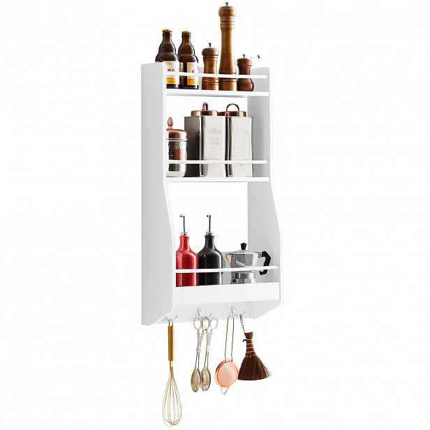 SoBuy NÁSTĚNNÁ POLIČKA na 2 police Bílá 38x17x75cm Minimalistický