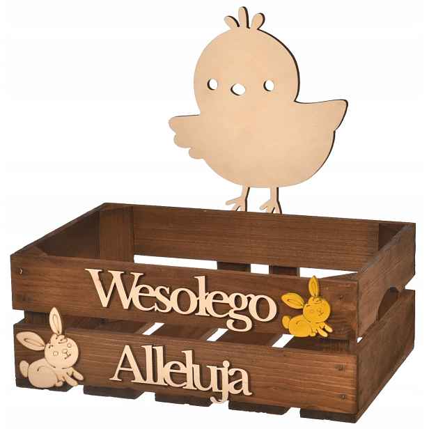 Velká dřevěná velikonoční krabička s ozdobou košíčků