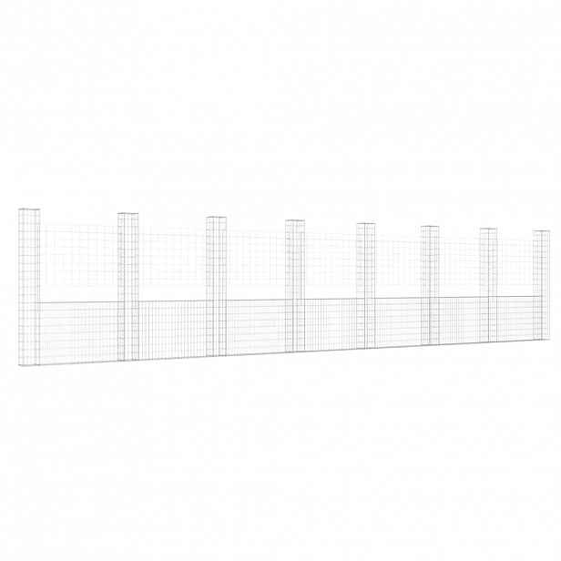 vidaXL Gabionový koš ve tvaru U s 8 sloupky železo 860 x 20 x 200 cm