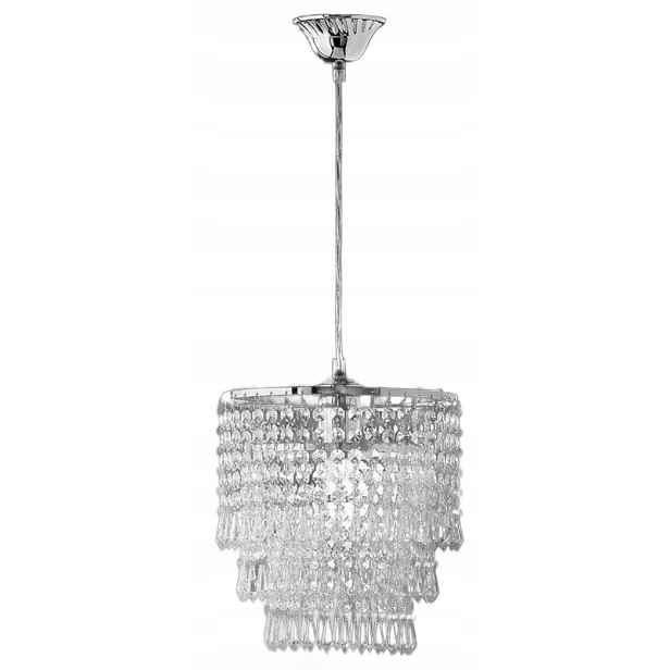Závěsná lampa lustr s krystaly, stříbrná Rl