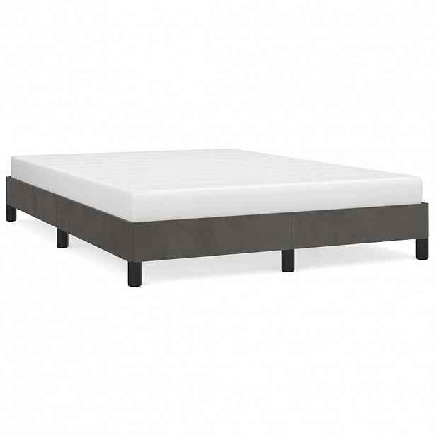 vidaXL Rám postele bez matrace tmavě šedá 140 x 200 cm samet