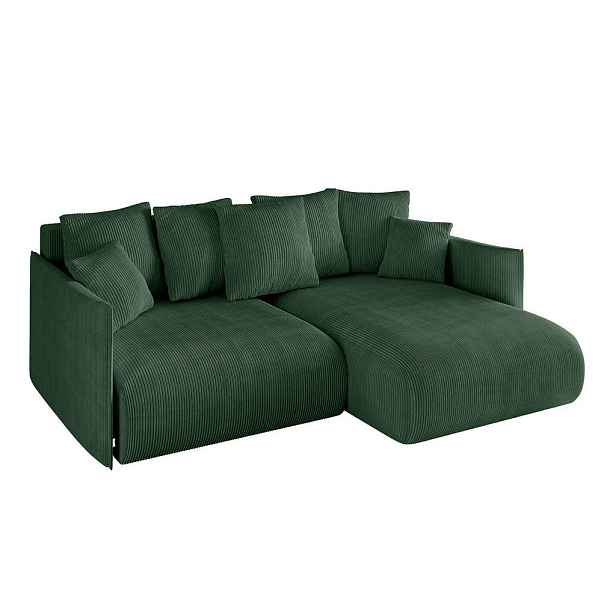 ALTDECOR ROHOVÁ SEDAČKA s funkcí spaní a otomanem, pravá ONESK-L 216x177x72 Zelená Manšestr