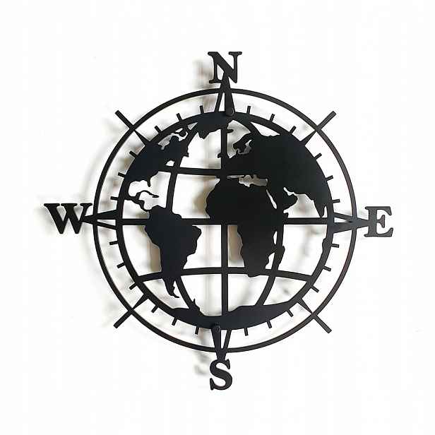 decolicious-pl Větrná růže 3D kompas Globe 50 cm kovová dekorace