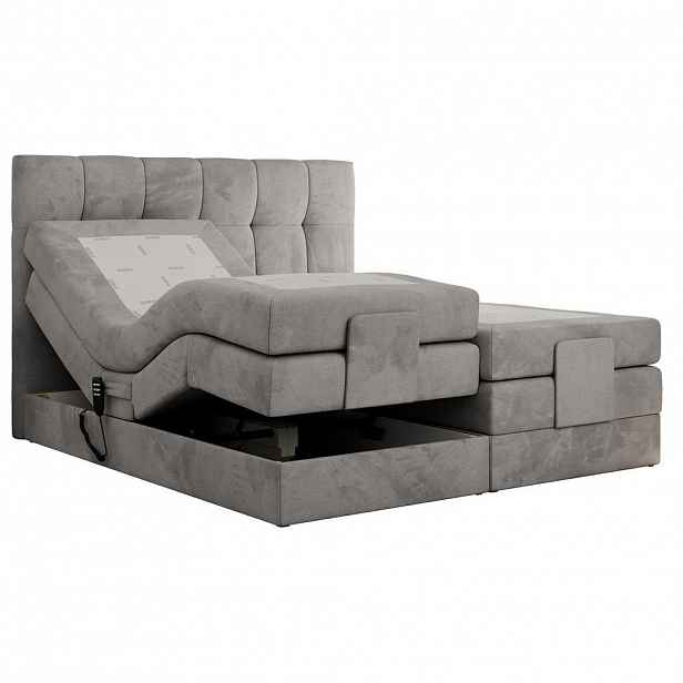 MKS POSTEL BOXSPRING VITTORIA 180/200 - Světle šedá Samet - H3