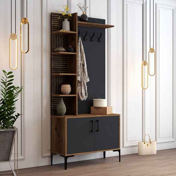 Předsíňová stěna Viyana D - Walnut, Anthracite