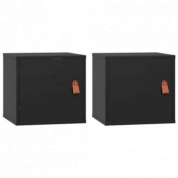 vidaXL Nástěnné skříňky 2 ks černé 31,5x30x30 cm masivní borové dřevo
