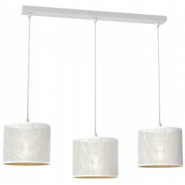 Závěsná stropní lampa Loft Shade bílé zlaté stínidlo 3xE27 moderní obývací pokoj