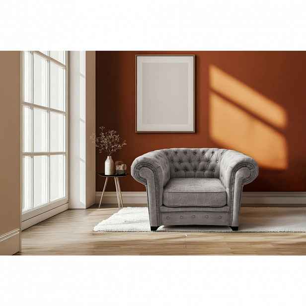 Livetastic KŘESLO CHESTERFIELD, textil, kompozitní dřevo, šedá