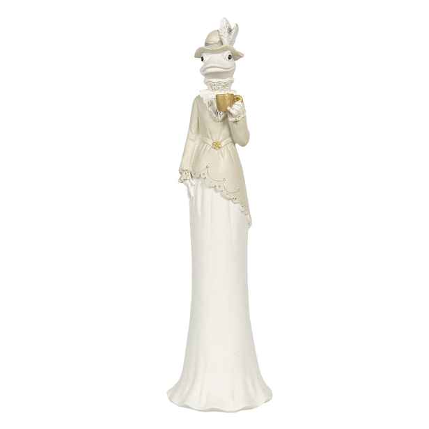 Dekorace žabí dáma se zlatým hrnečkem - 7*7*32 cm Clayre & Eef