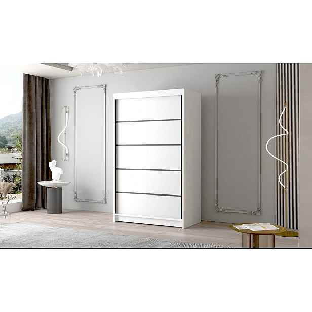 Dvoudveřová šatní skříň NICA - šířka 120 cm, bílá