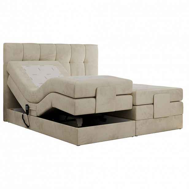MKS POSTEL BOXSPRING VITTORIA 180/200 - Béžová Samet - H3