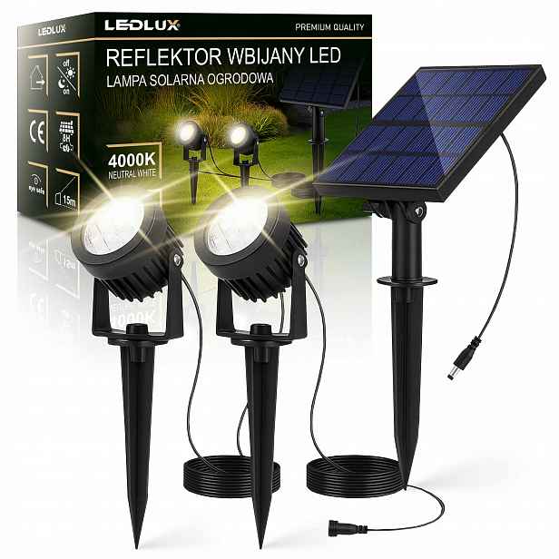 2x Led zahradní reflektor zapichovací, solární Solární Lampa IP44