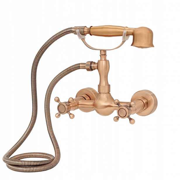 Nástěnná vanová baterie Copper 3, růžové zlato