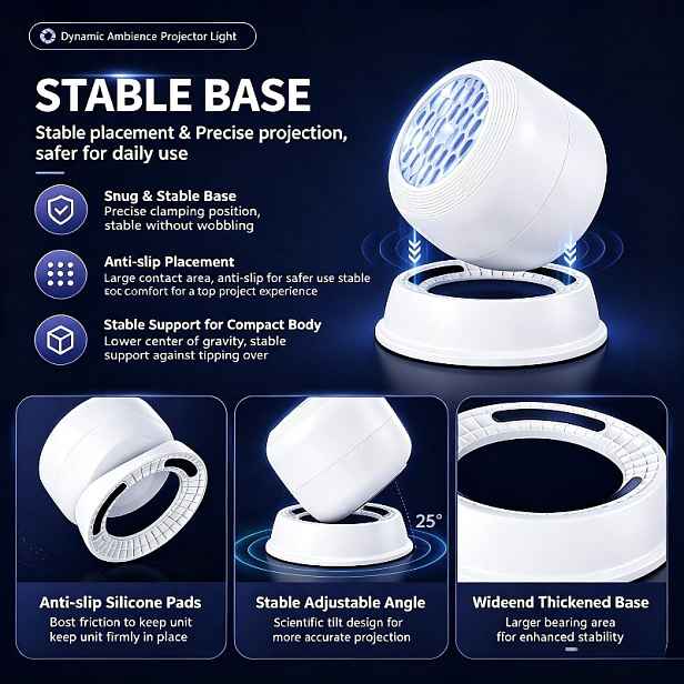TEMU Kreativní LED projekční noční světlo, LED projekční lampa s hvězdné oblohy a oceánu, 360° otočná dynamická projekční stolní lampa, USB záložka