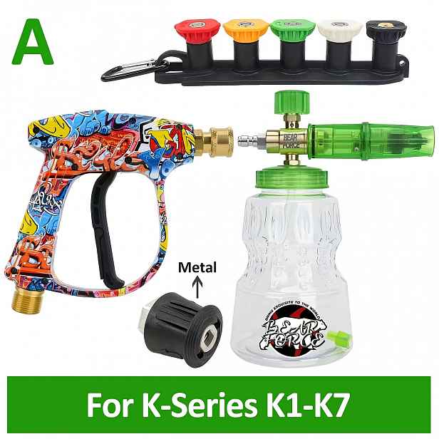 TEMU Tlaková myčka BEAR FORCE s postřikovací pistolí Max 210Bar/ 3000 Psi s rychlospojkou 1/4" a dýkou na sněhovou pěnu 1L, kompatibilní s Kar-cher