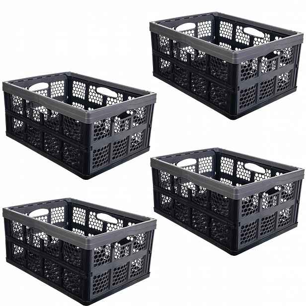 Box Košík Do Kufru Nákupy Skládací Velká Sada 4 ks 32L