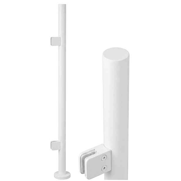 Startovací Sloupek 100 cm pro skleněné zábradlí fi 42 Bílý Nerezový Loft