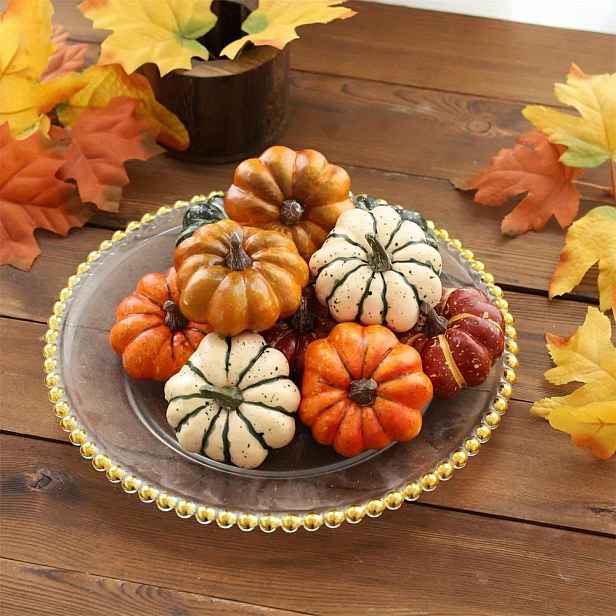 TEMU 10 ks dýní na Halloween, kovové prasklé pěnové dýně pro halloweenskou díkůvzdání, podzimní domácí stůl, vnitřní i venkovní dekorace