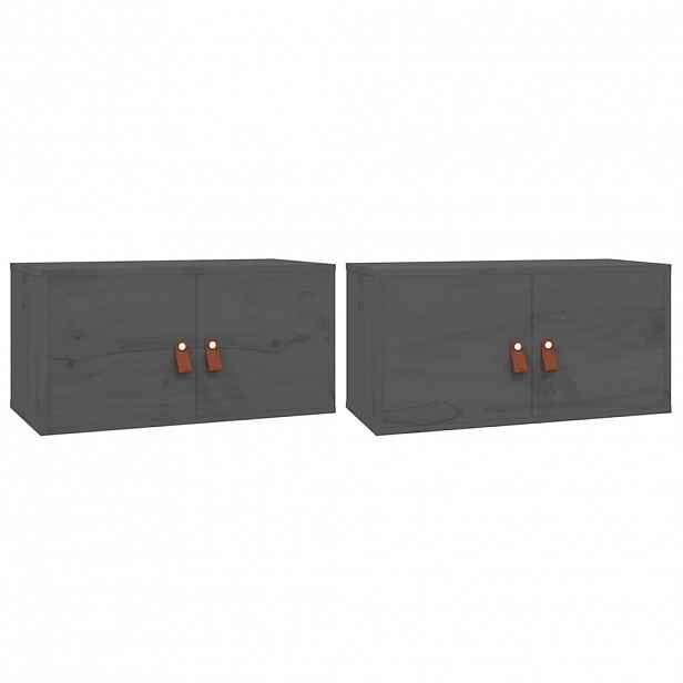 vidaXL Nástěnné skříňky 2 ks šedé 60 x 30 x 30 cm masivní borové dřevo