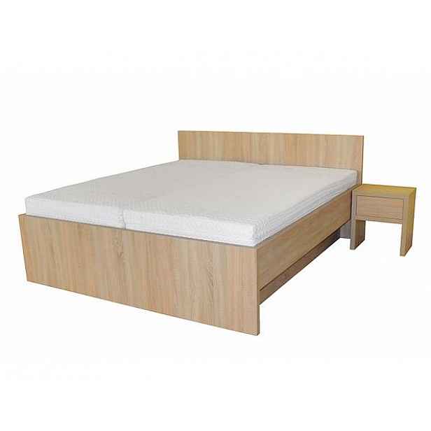 Moderní postel s plným čelem Tropea dub světlý, 180x200 cm, s ÚP šíře 160 cm