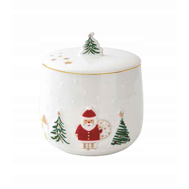 Porcelánová nádoba s víkem Vánoční motiv s Mikulášem Vánoce