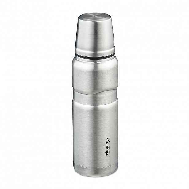 Relaxdays TERMOLÁHEV Stříbrná nerez isolační 500 ml s hrnkem