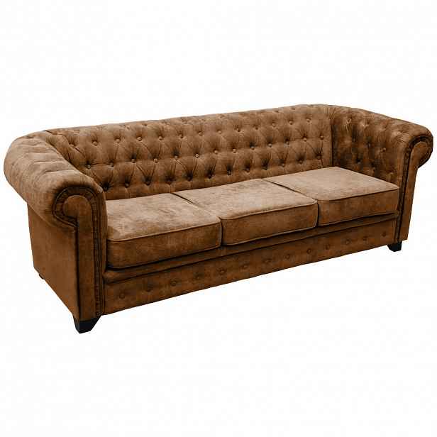 Livetastic POHOVKA CHESTERFIELD, dřevo, textil, kompozitní dřevo, koňaková
