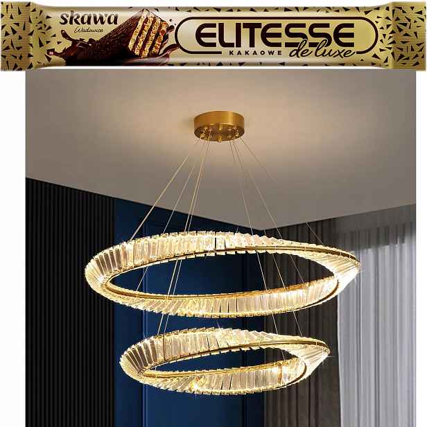 Stropní lustr nerezová ocel Zlaté Led krystaly Stmívatelné Unikát