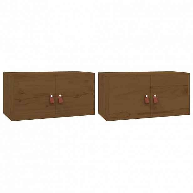 vidaXL Nástěnné skříňky 2 ks medově hnědé 60x30x30 cm masivní borovice