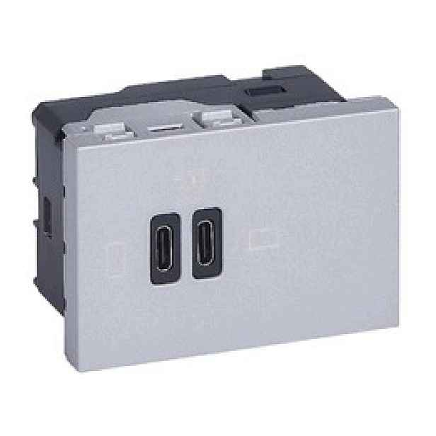 Zásuvka Nabíječka 2x Usb-c 63W Pd Hliník Legrand 077674L