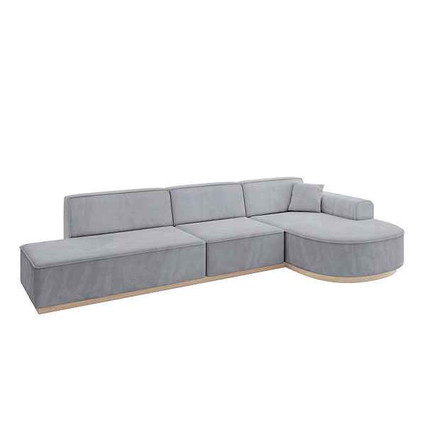 ALTDECOR ROHOVÁ SEDAČKA s otomanem, pravá ARRIO-L2 328x171x83 Šedá Velur