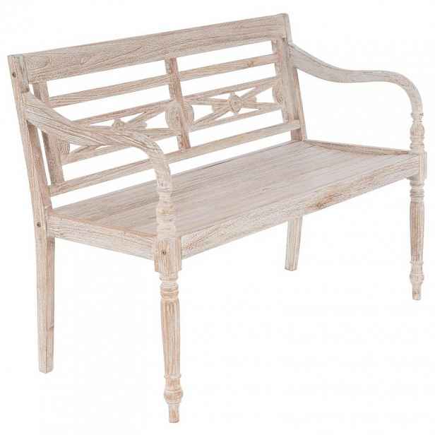 Divero 71854 DIVERO 2-místná zahradní lavice - 119 cm, teak, bílá shabby