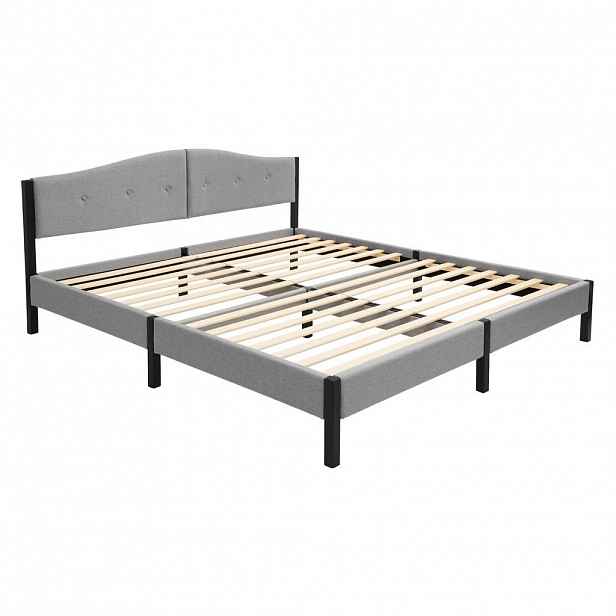 ML-DESIGN ČALOUNĚNÁ postel 180x200 cm, šedá, s roštem a lněným potahem