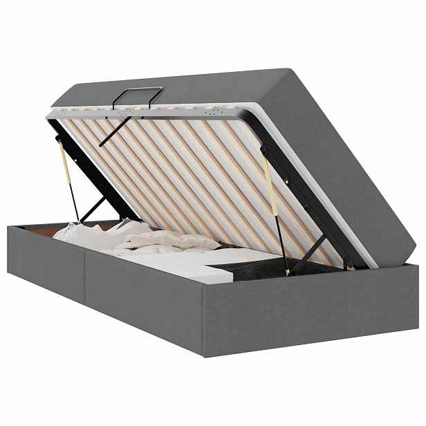 vidaXL Postel s úložným prostorem a matrací Tmavě šedá 100 x 200 cm