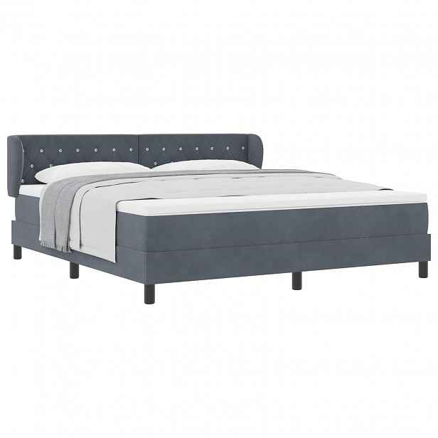 vidaXL Postel s boxspringem s čelo Tmavě šedá 180 x 200 cm samet