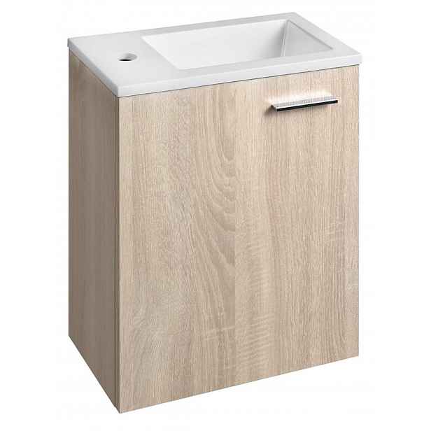 Aqualine Zoja - Skříňka s umývátkem, 40x50x22 cm, 1 dvířka, panty L/P, dub platin 51049DP-01