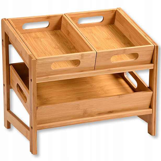 Kuchyňská police z bambusu h40x35 cm na ovoce Zelenina Zeleninový organizér