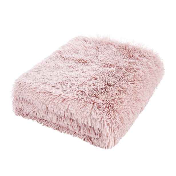 Růžový přehoz z mikroplyše na dvoulůžko 245x280 cm Cuddly – Catherine Lansfield