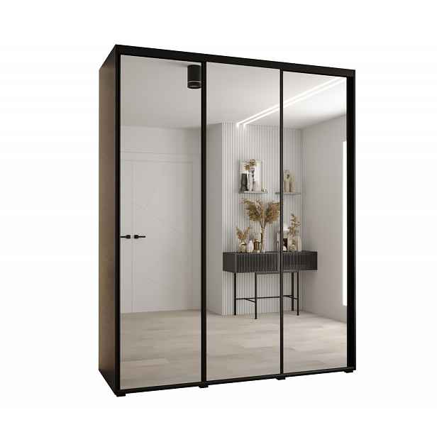 Šatní skříň ASIRI 2 - 200/60 cm, černá / černá