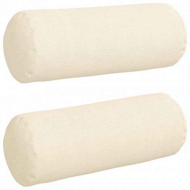 vidaXL Polštáře 2 pcs Krémová Ø 25 x 70 cm Žebrovaná látka