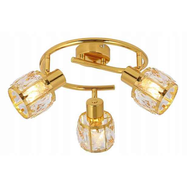 Stropní svítidlo zlatá kulatá s krystaly glamour 3 reflektory Reality