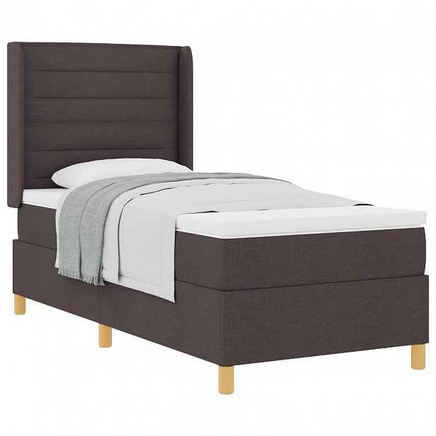 vidaXL Postel s boxspringem s matrací Tmavě hnědá 100 x 200 cm textil