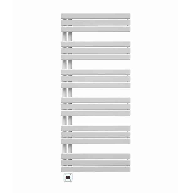 ELÍZ Elektrický koupelnový radiátor 60 x 139 cm; příkon 800 W; se zabudovanou topnou tyčí; elektronické ovládání; bílá barva (Elíz EBR 800 AG-W)