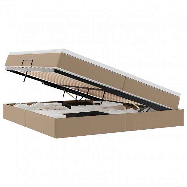 vidaXL Postel s úložným prostorem a matrací Cappuccino 200 x 200 cm