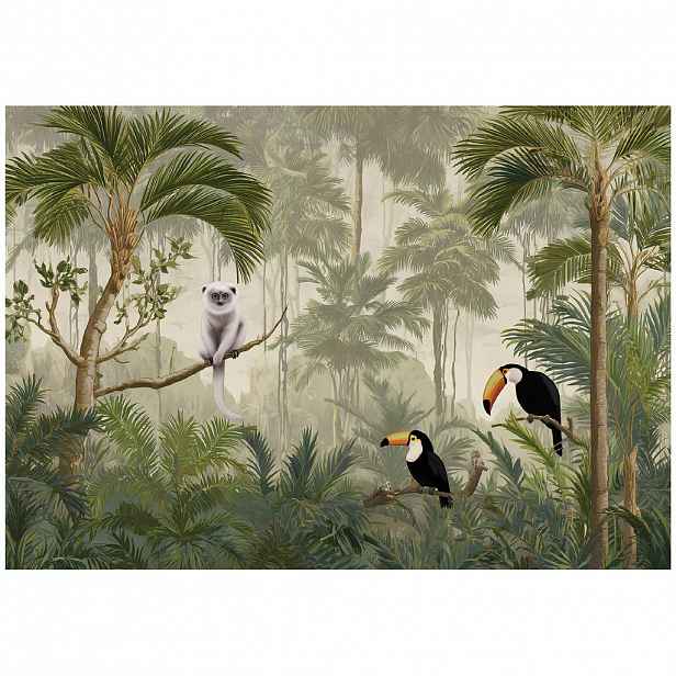 Wallarena FOTOTAPETA Zvířata z džungle zelená 150x105 cm