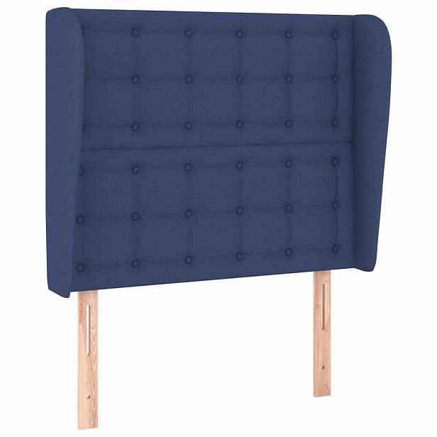 vidaXL Čelo postele typu ušák modré 103x23x118/128 cm textil
