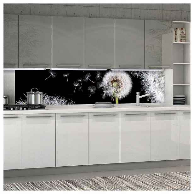 Fototapeta Pampeliška Semena větru a snů na černém pozadí 250x60 lepidlo