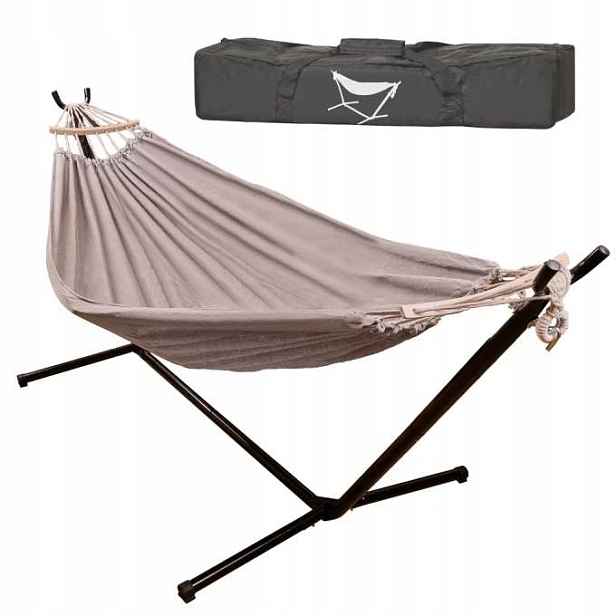 Houpací síť s rámem, zahradní houpačka, rám, pevná kryt 247 cm 100 kg