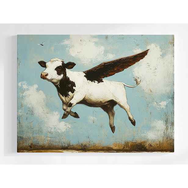 Obraz Na Plátně Canvas Abstrakce Kráva Křídla Let Sen Fantazie 80x60